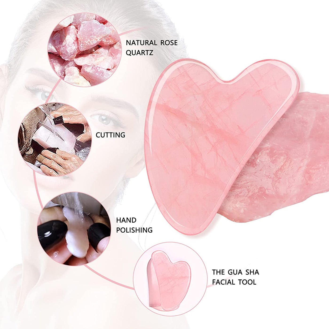 Soverell Sculpt Stone - Rose Quartz Gua Sha Tool