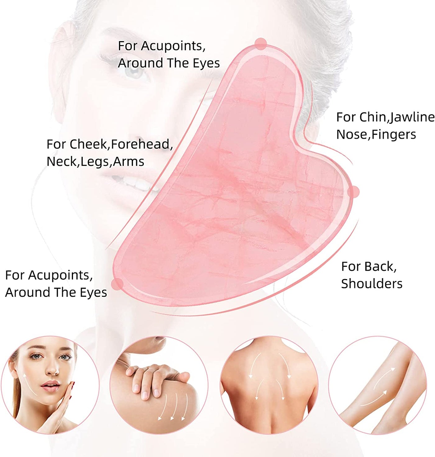 Soverell Sculpt Stone - Rose Quartz Gua Sha Tool